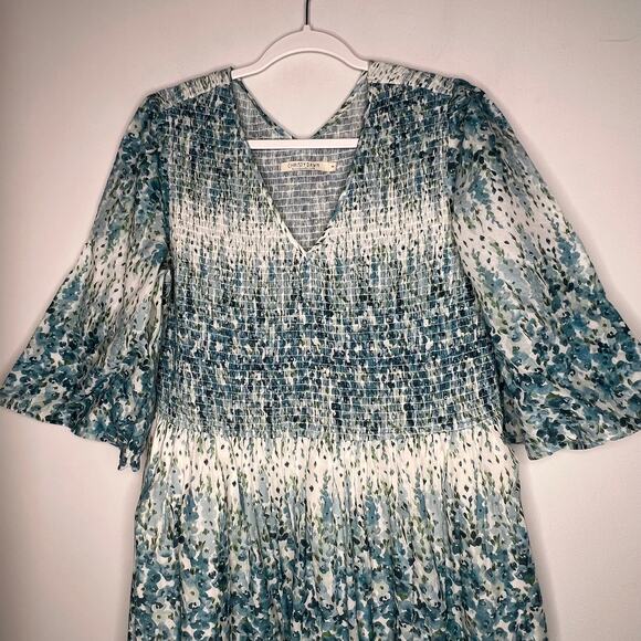 Christy Dawn Blue & Green Floral Basil Maxi Dress Size XL - Picture 10 of 12